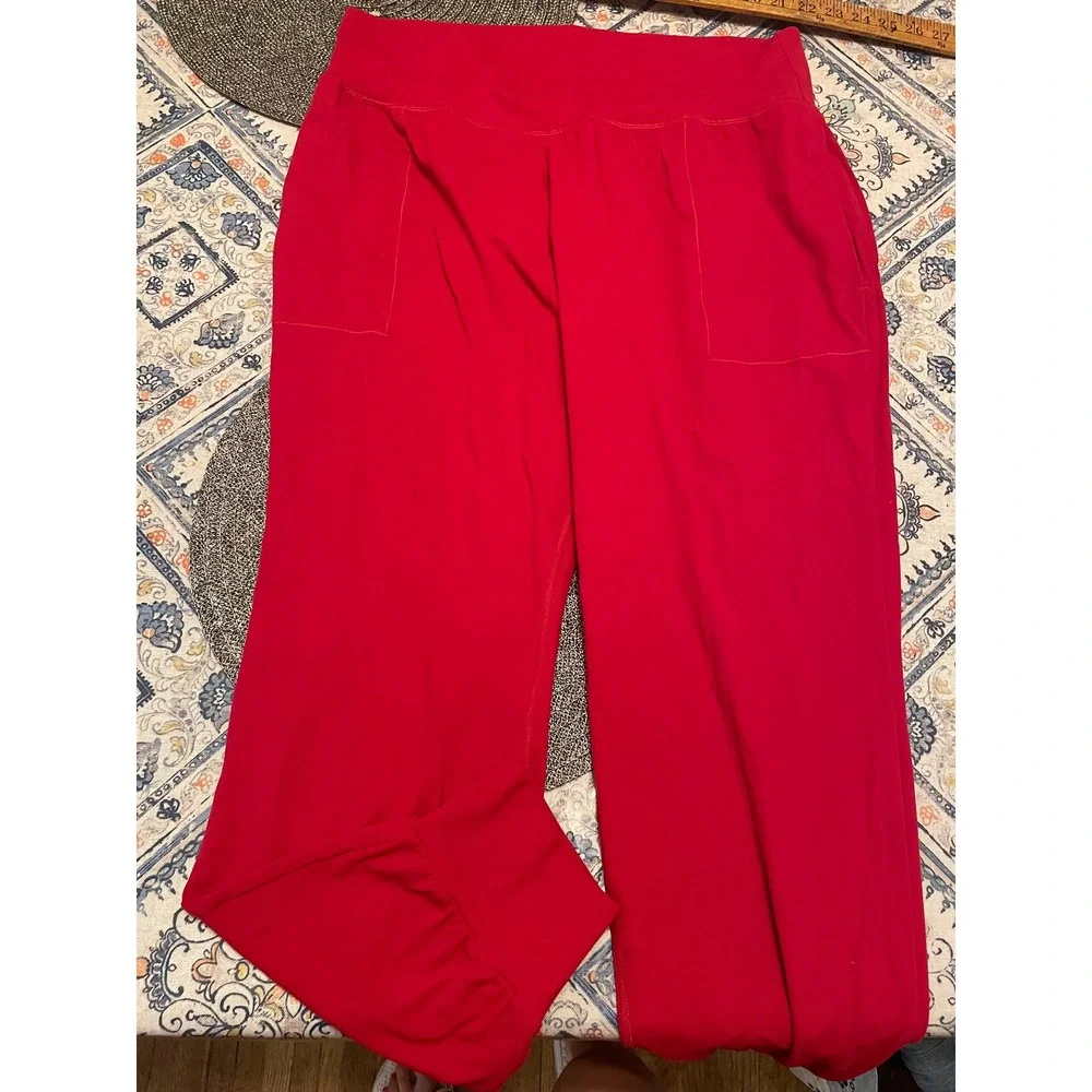 Athleta Salutation Jogger Red High Rise Powervita Yoga Pants Womens XL Pockets